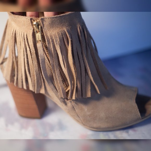Diba Shoes - Diba True Suede Fringe slingback booties  (RESOLED)